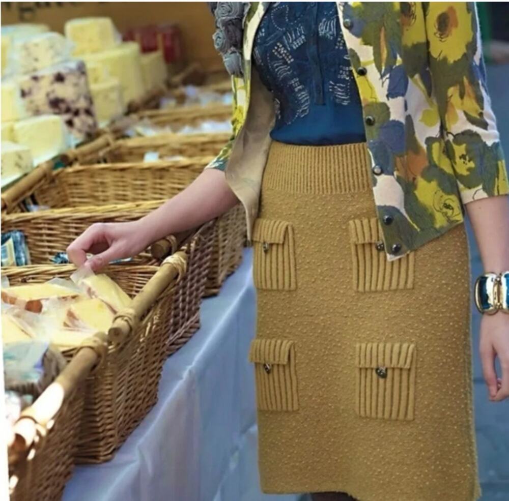 Anthropologie Moth Marston Popcorn Knit Sweater Pencil Skirt Womens Small